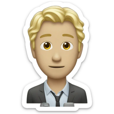 blonde sevillian male journalist listening to Radiohead sticker