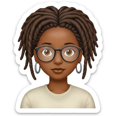 Black girl with locs and glasses sticker