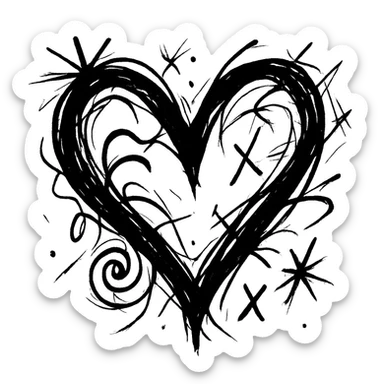 black goth heart chaotic icon sticker