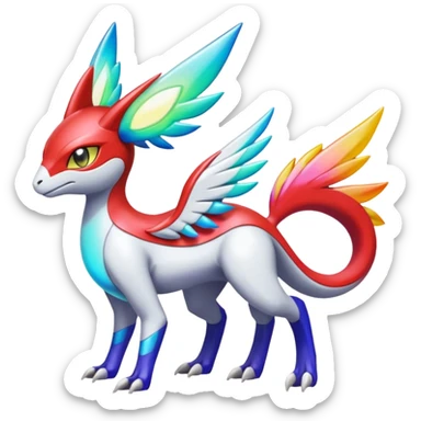 Shiny Colorful Meloetta-Latias-Koraidon-Peppercat-Wargreymon-Protogen-Pokémon-Digimon-Fakémon-fusion-hybrid-creature sticker