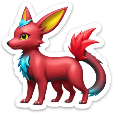  Shiny red iridescent Poochyena-Umbreon-Salandit-Jolteon-fusion sticker