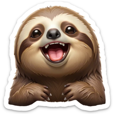 Cinematic Cute Yawning Sloth Portrait Emoji, Head tilted slightly with a dramatic, wide-open yawn, showcasing a languid, cuddly form with drowsy, half-closed eyes and an open, relaxed mouth, Simplified yet irresistibly adorable features, highly detailed, glowing with a soft, cozy glow, high shine, relaxed yet expressive, stylized with a dash of whimsical sluggish charm, soft glowing outline, capturing the essence of a drowsy yet affectionate sloth that appears ready to stretch out for a long nap! sticker