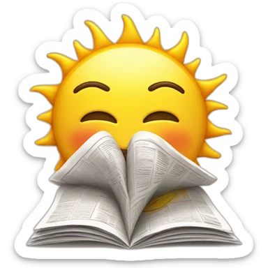 A sun reading newspaper sticker