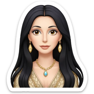 Cher with long black hair sticker