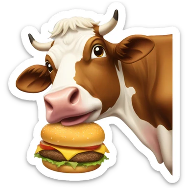 Cow eating burger sticker