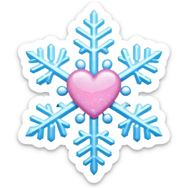 snowflake pink heart color white baby blue and pink glitter glow basic realist sticker