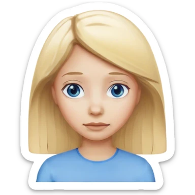 A iphone ios 18 emoji of a blonde straight haired girl, blue-ish eyes  and pale skin sticker