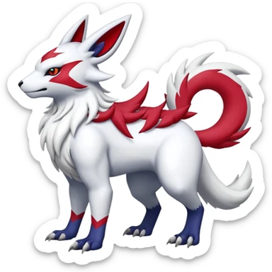 Garurumon-Zangoose-Renamon-Absol-fusion-hybrid-creature (full body) sticker