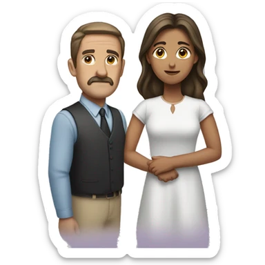 a man behind a girl who is Woman Bowing  sticker