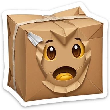 Generate a realistic emoji of a package being damaged. The emoji is simple and has no facial expressions sticker