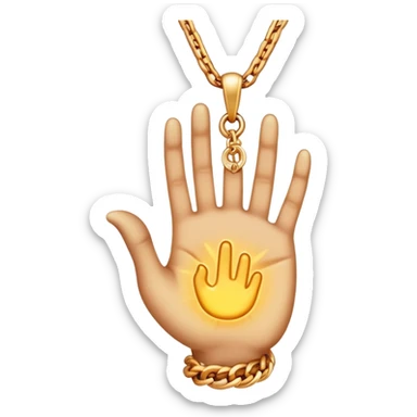 emojis for pendants with chains generally jewelry that is purposeful -- ethereal glowing hand palm lines-- 5 fingers reading palm 
 sticker