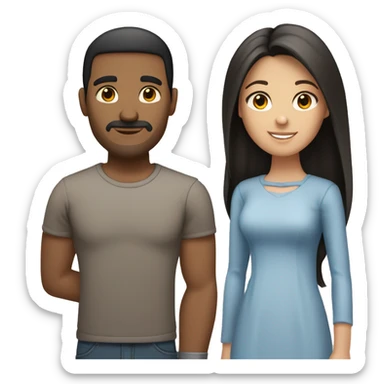 family of: black straight haired and no beard father, brunette medium-short haired mother, blonde long straight haired daughter and short brunette haired son. Everyone with brown eyes. sticker