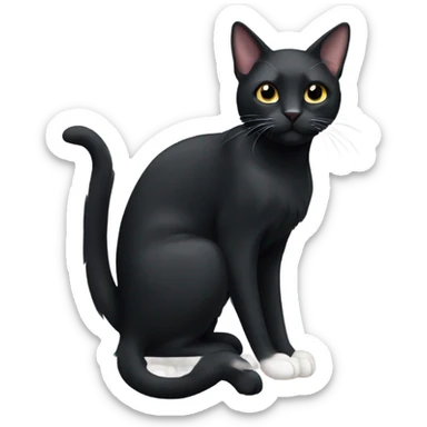 black cat with white chest and white paws sticker