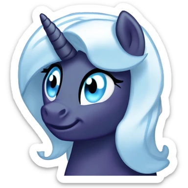 My little pony  Evil dark purple alicorn with blue eyes and blue eyes shadow with white hair with blue sstreaks sticker
