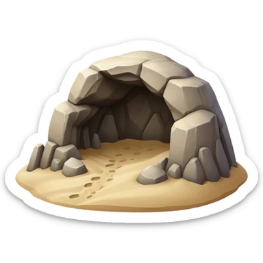generate realistic detailed cave in 3d style with sand  sticker