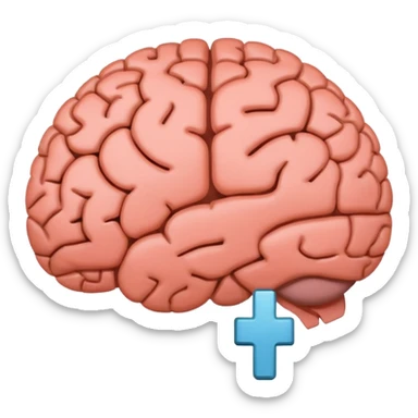 brain emoji with a low battery logo sticker