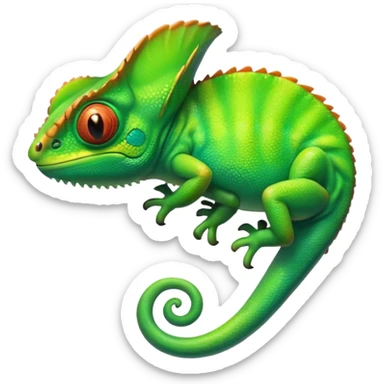 please create an animated color changing emoji that can be used as favicon . the default colour must be green and then its colour must change. the chemeleon should look to the left side. The chemeleon should look happy sticker