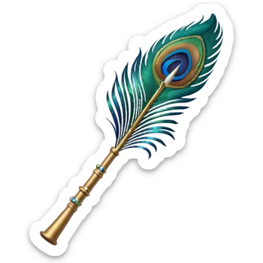 Peacock feather with a flute sticker