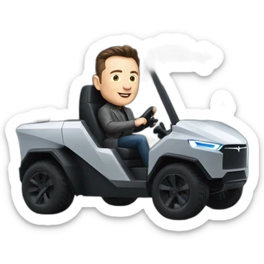 Elon musk riding in a Tesla cyber truck  sticker