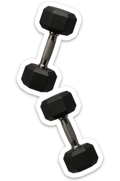 manubri da palestra cadono dall'alto verticalmente, isolata su sfondo bianco sticker