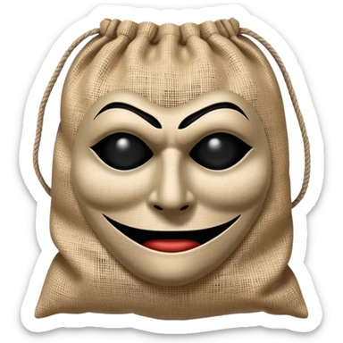 horror movie villain with burlap sack mask with one eyehole sticker