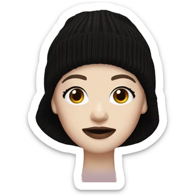 pale skin gurl in a black bob wearing a spiderman beanie sticker