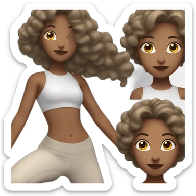 Girl with dark blonde hair with big lips in yoga position sticker