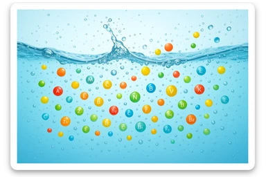 focus sull'acqua a tutto schermo e i micronutrienti contenuti in essa sticker