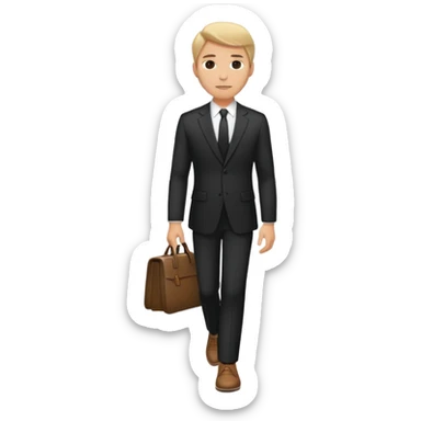 Caucasian male standing wearing dark suit and shoes sticker