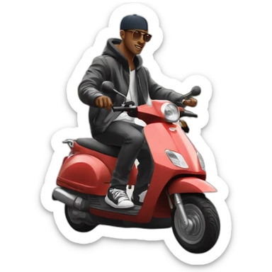 Le rappeur jul sur un scooter sticker