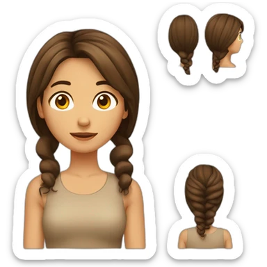 Chica castaña clara con cabello largo sticker