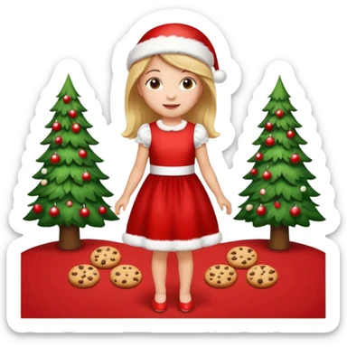 Christmas girly wallpaper with trees cookies chilling all in red colour sticker