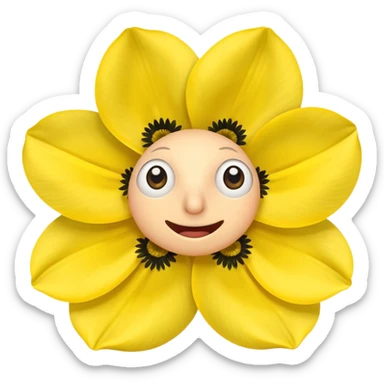 five leaved yellow anemone eyes mouth sticker