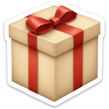 Beige gift box: A sophisticated beige box with a red wood color bow and matching ribbon, giving it a soft, elegant, and vintage holiday vibe sticker