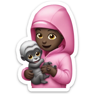 pink patting with a baby gorilla sticker