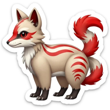 Shiny Brown Red Black Grey White Beige Linoone-Absol-Trico-Hybrid (Full body) sticker