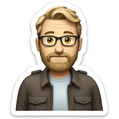 Nerdy White man with big belly and beard  sticker