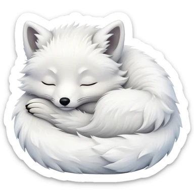 fluffy arctic fox sleeping sticker