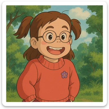 Mei Mei from Turning Red in Ghibli style illustration sticker