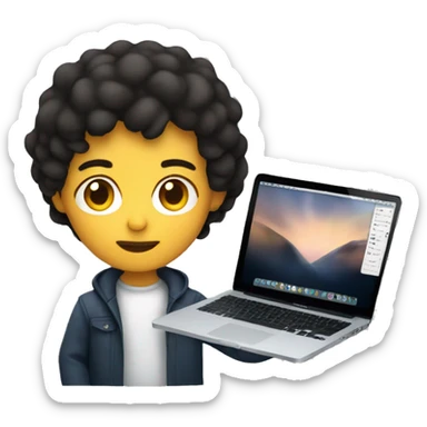dark haired developer with macbook sticker