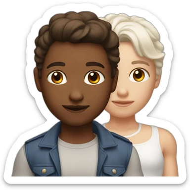 Two brown twins with brown eyes, one large and slightly large the other smaller but more muscular very beautiful and white skin sticker