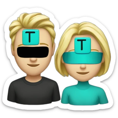 two characters, one after the other, one is a black lowercase letter t and the other is a turquose verical bar sticker
