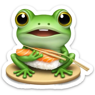 Cute Baby frog eating sushi sticker