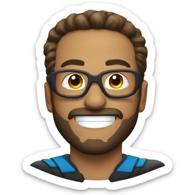 superhero smiling and flying with goatee beard sticker