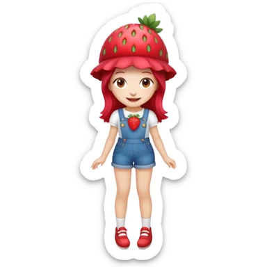 Strawberry shortcake human girl full body and legs with a strawberry hat on her hair without a cake sticker