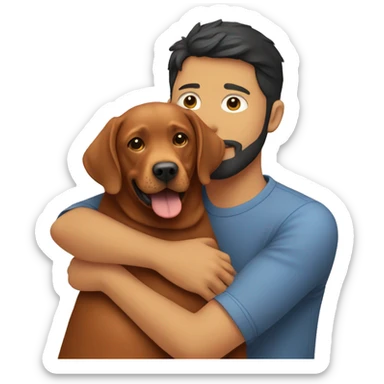 Red Labrador giving a human a hug sticker