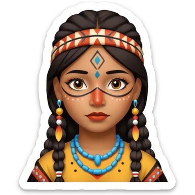 Chica indígena con maquillaje tradicional de indígenas con puntos y rayas sticker