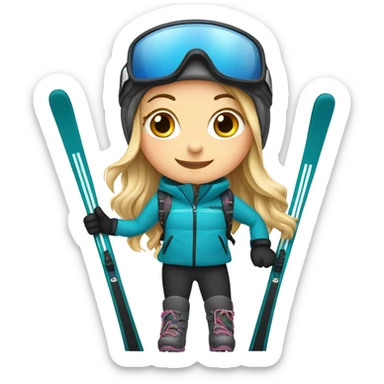 White Girl with skis sticker