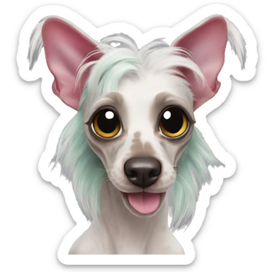 Punk Chinese crested dog rainbow gecko markings sticker