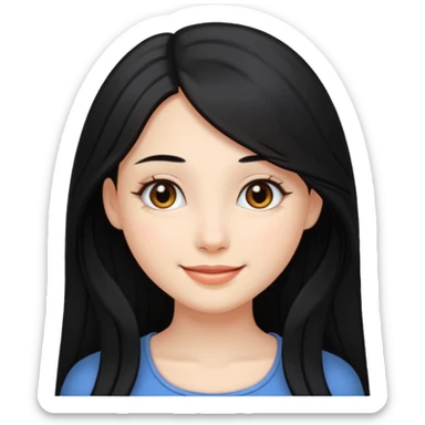 , emoji de una chica bonita cabello largo el cabello largo negro sticker